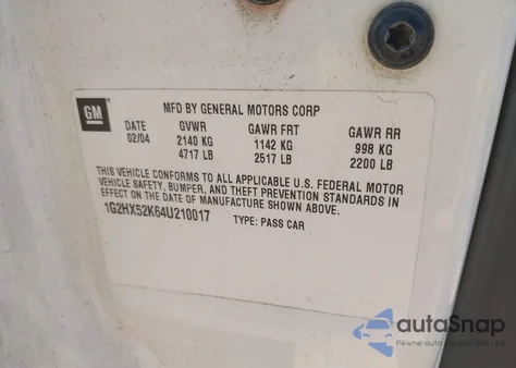 2004 Pontiac Bonneville Se from USA, damaged, VIN 1G2HX52K64U210017